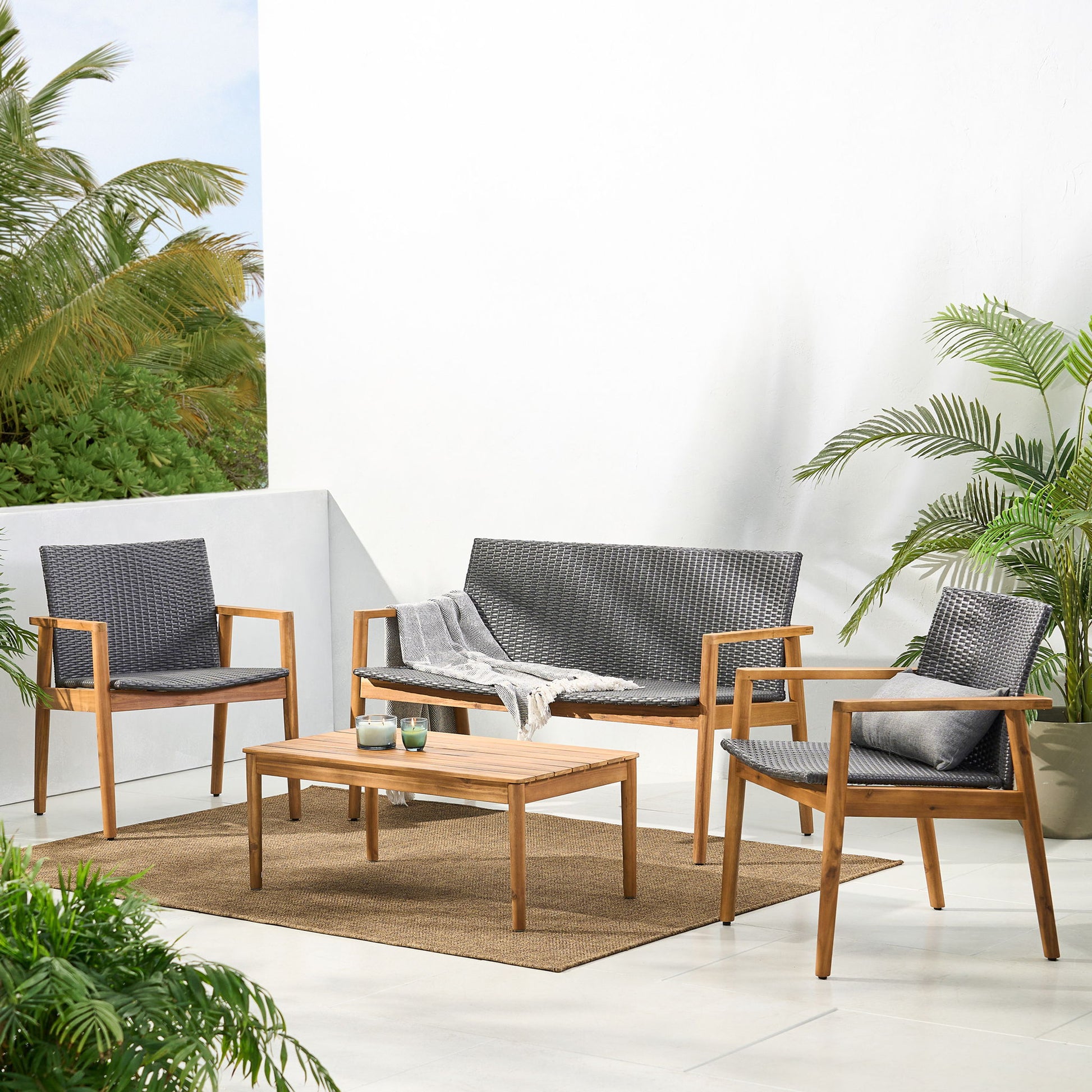 Bryan - Chat Set Outdoor Furniture Frame - Teak Noble House