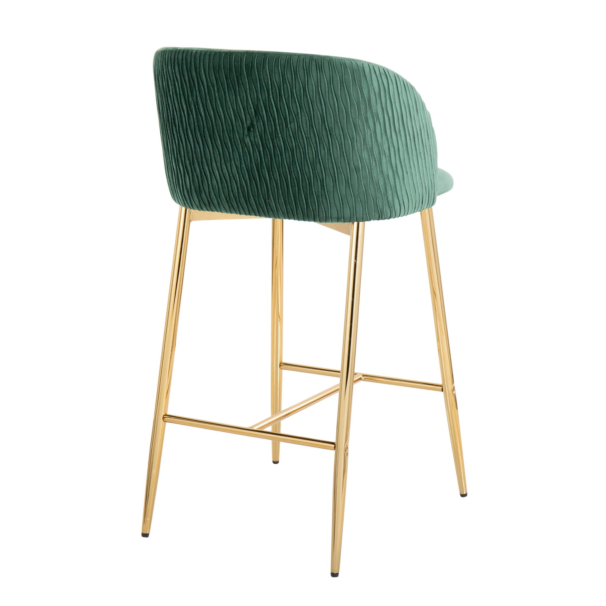 Fran - Pleated Waves Contemporary / Glam Fixed Height Counter Stool (Set of 2) Lumi Source