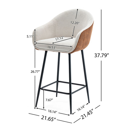 Modern Style Counter Height Bar Stools, With Comfortable Upholstery, Durable Metal Legs Ensure Stability - Brown Noble House