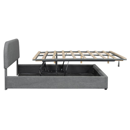 Upholstered Platform Bed With Hydraulic Storage System Halcyon Home