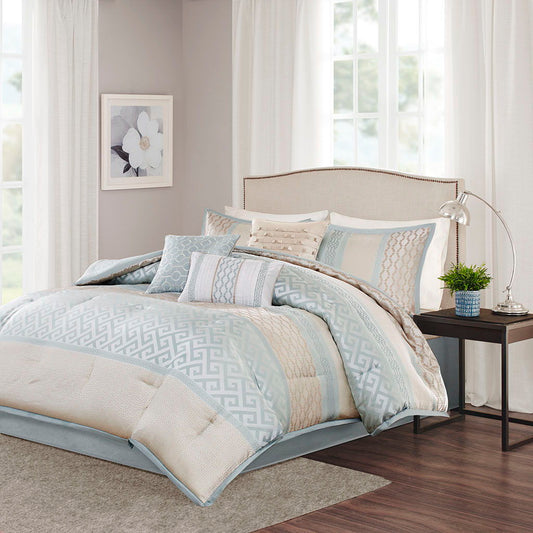 Bennett - King Piece Comforter (Set of 7) - Aqua Madison Park