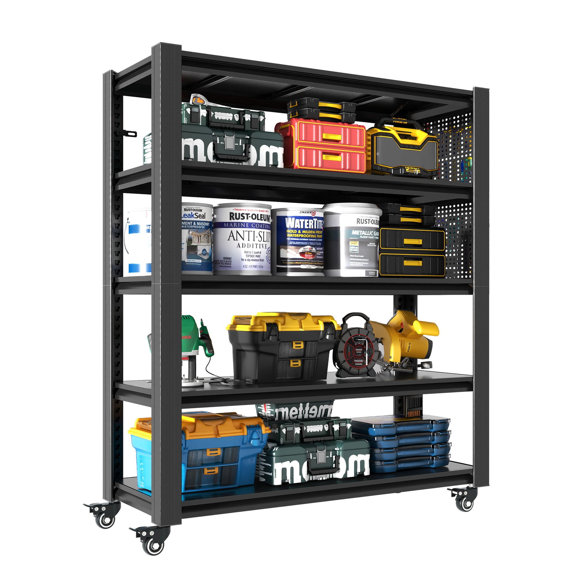 Heavy Duty Adjustable Metal Shelving Unit With Pegboard And Wheels For Multipurpose Storage Daily Nest
