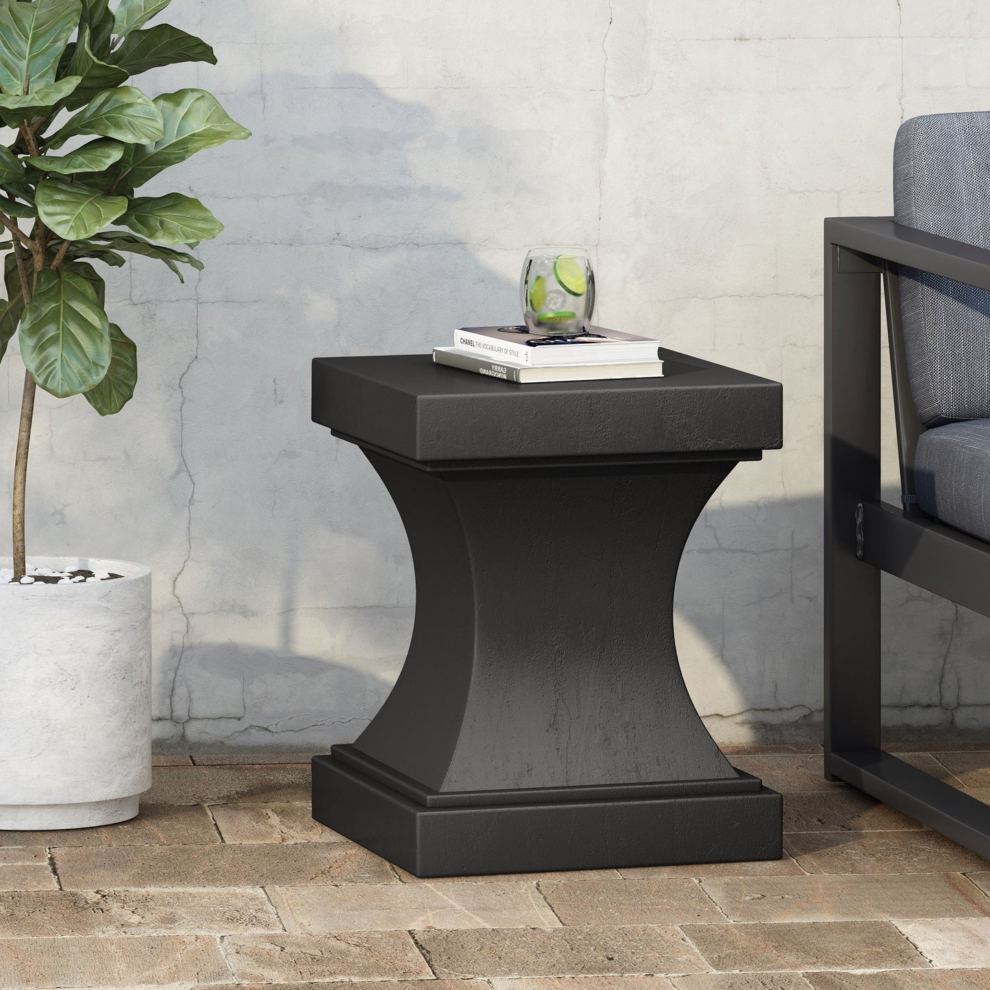 Athena - Modern Side Table With Pedestal Design Noble House