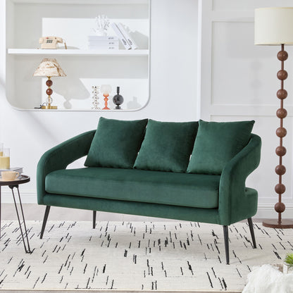 Open Back Loveseat Settee With 3 Pillows Home Essentials