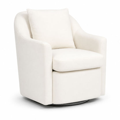 Upholstered Barrel Lounge Chair With Soft Cushioned Seat And Frame - White Home Essentials