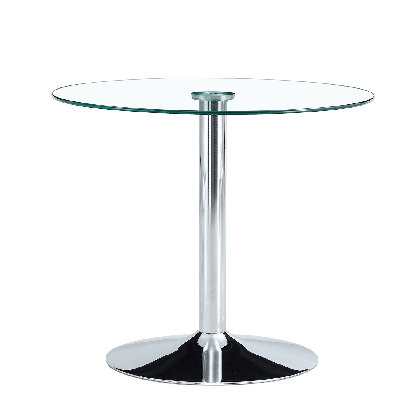Modern Minimalist Circular Glass Dining Table With Electroplated Metal Legs 35" Diameter - Transparent Home Essentials