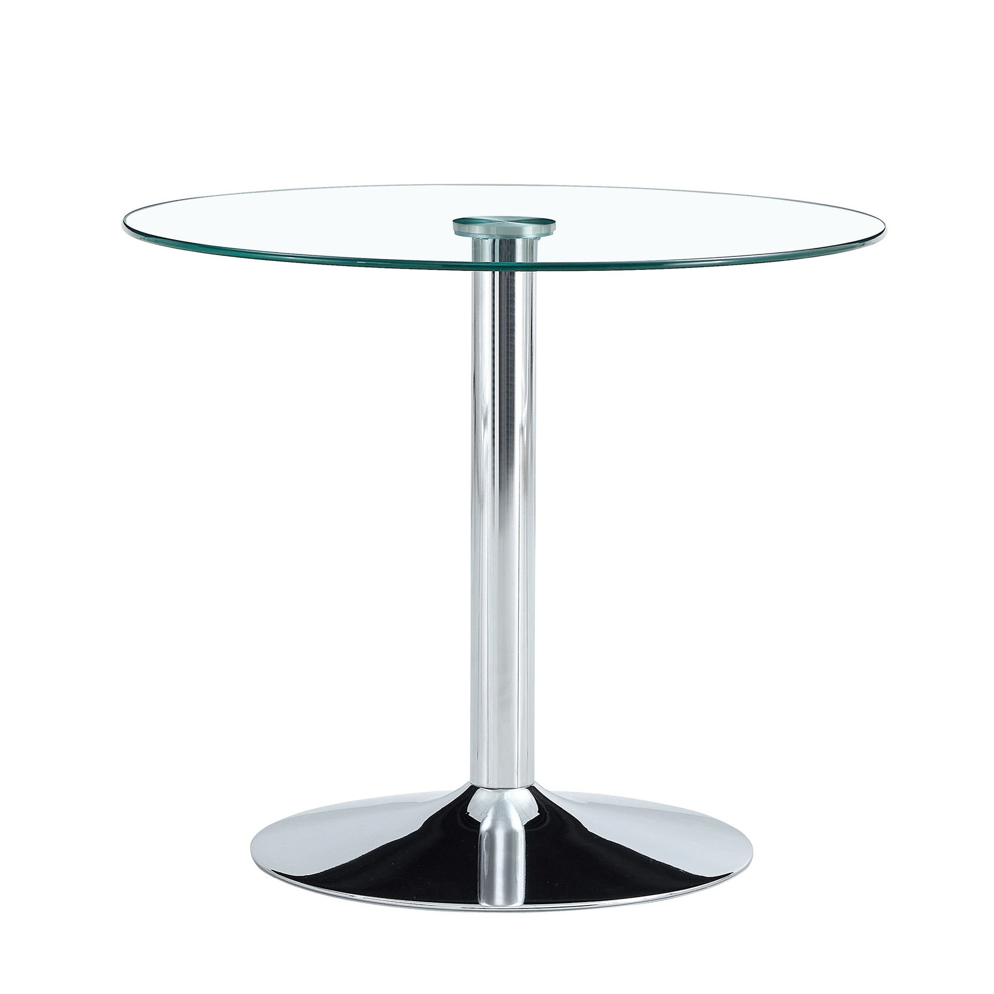 Modern Minimalist Circular Glass Dining Table With Electroplated Metal Legs 35" Diameter - Transparent Home Essentials
