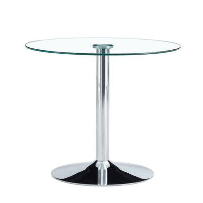 Modern Minimalist Circular Glass Dining Table With Electroplated Metal Legs 35" Diameter - Transparent Home Essentials
