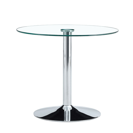 Modern Minimalist Circular Glass Dining Table With Electroplated Metal Legs 35" Diameter - Transparent Home Essentials