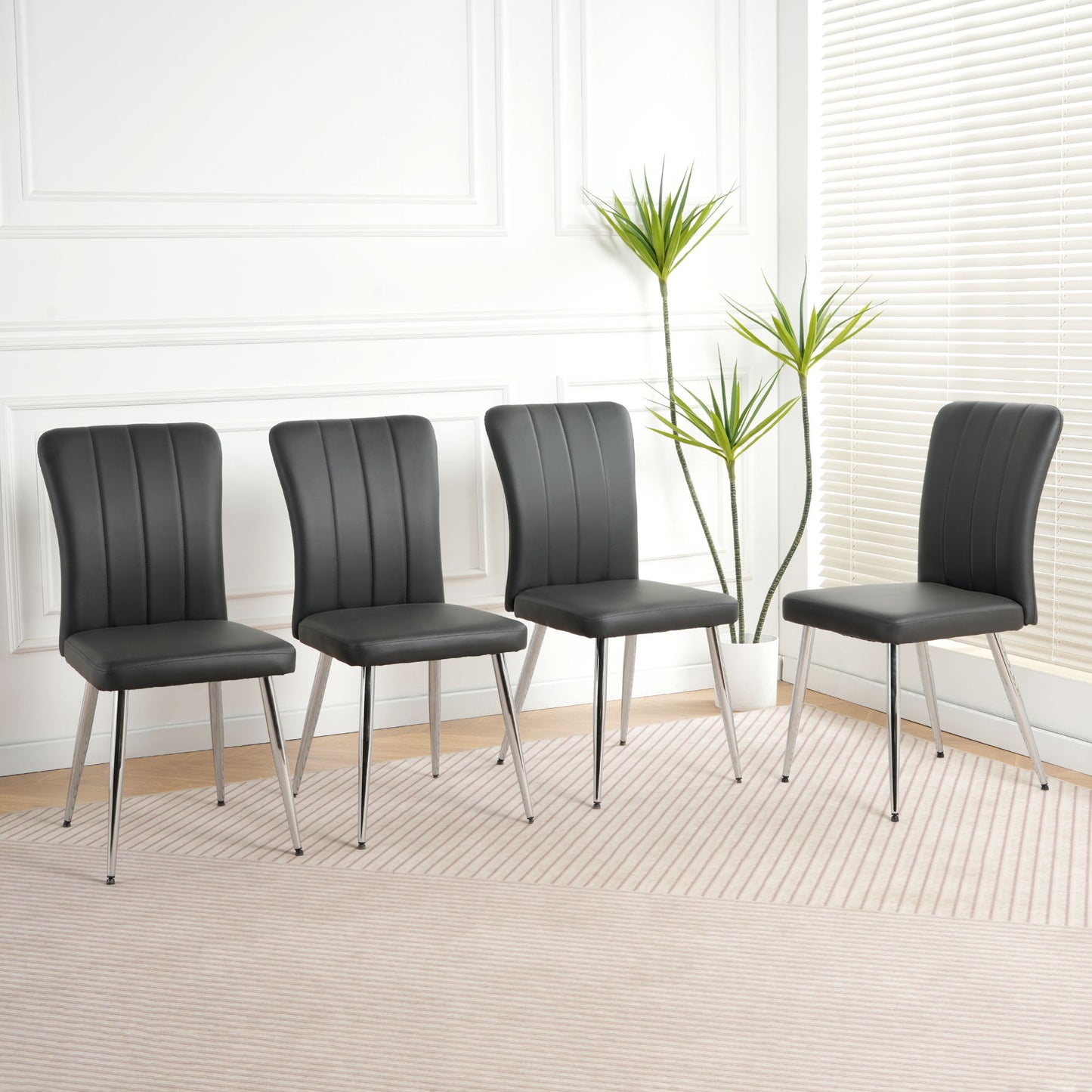 Modern Dining Chair With Electroplated Metal Legs (Set of 4) Home Essentials