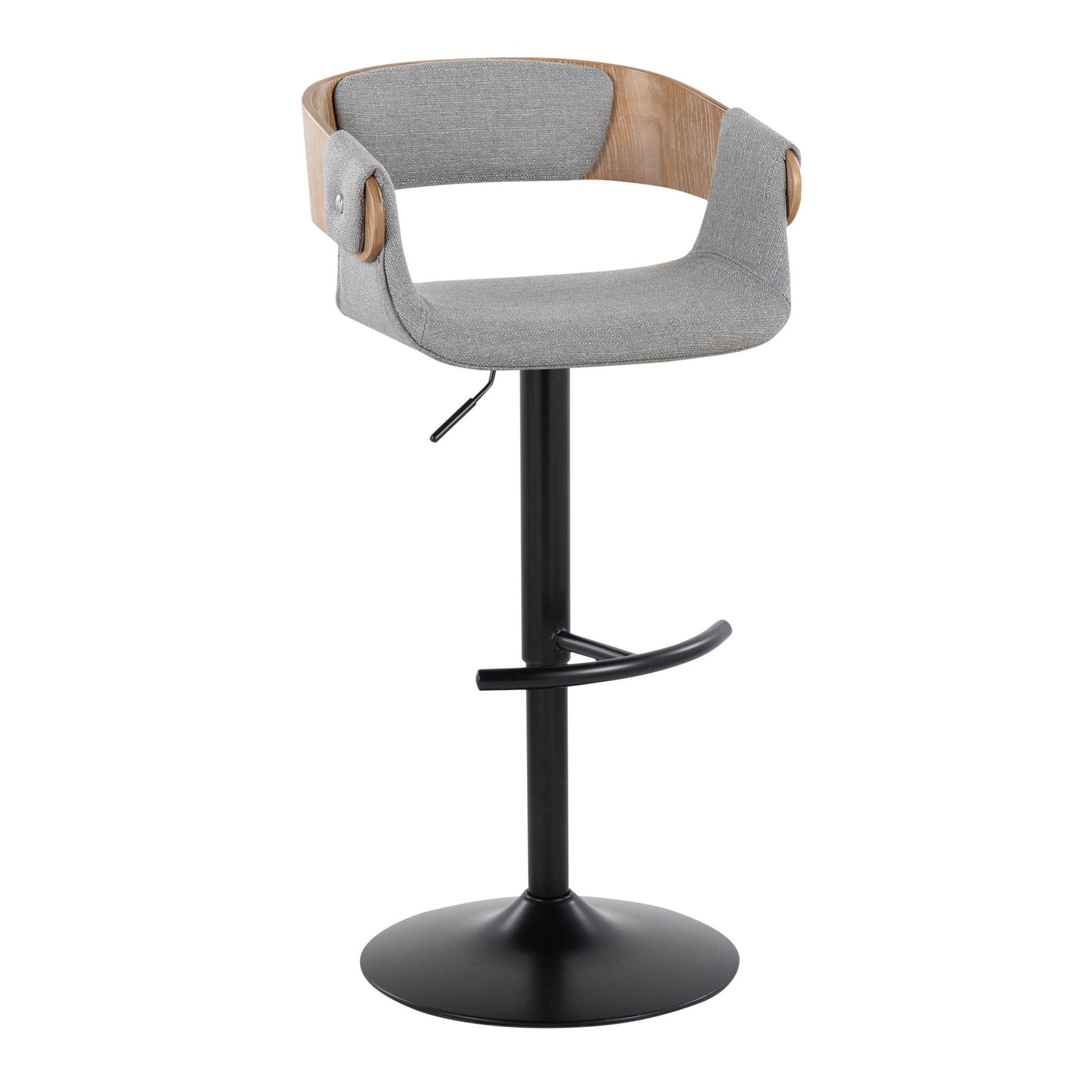 Elisa - Mid Century Modern Adjustable Barstool With Swivel & Rounded T Footrest (Set of 2) Lumi Source