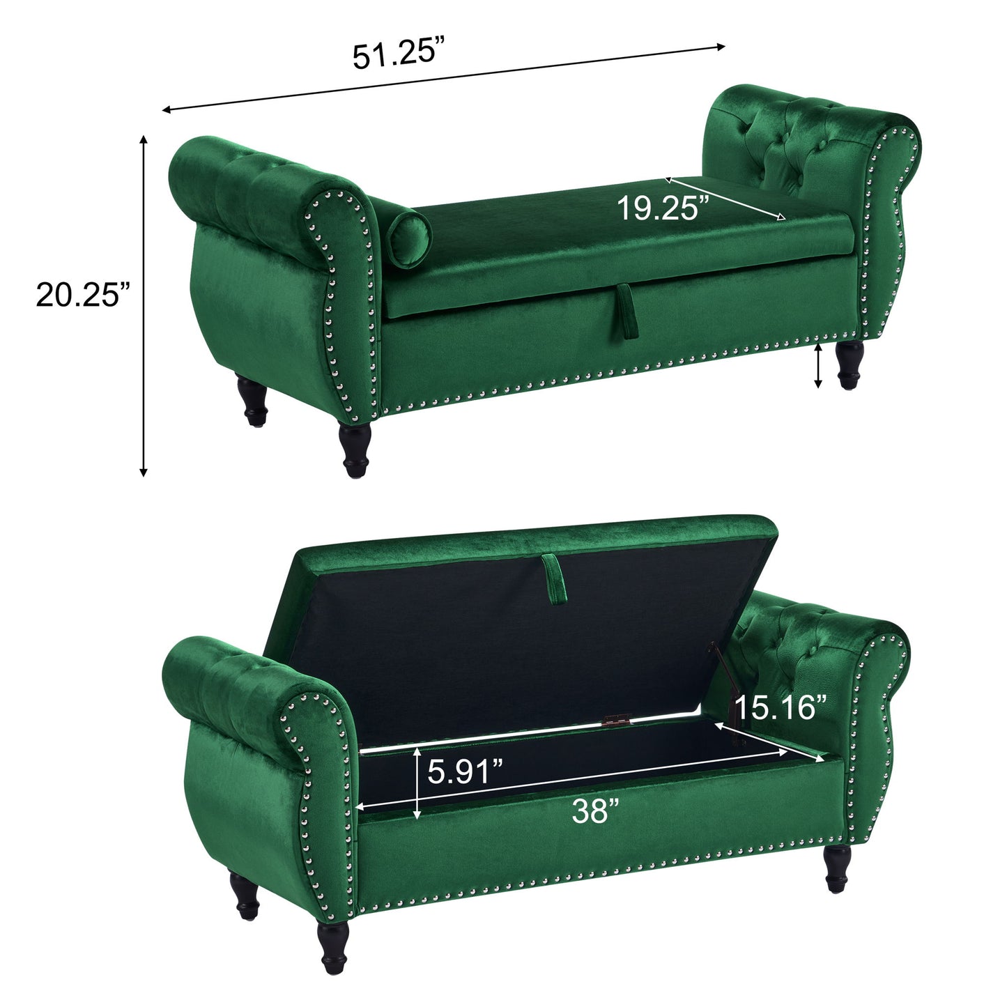 Luxurious Multifunctional Storage Ottoman Bench With Pillow Noble House