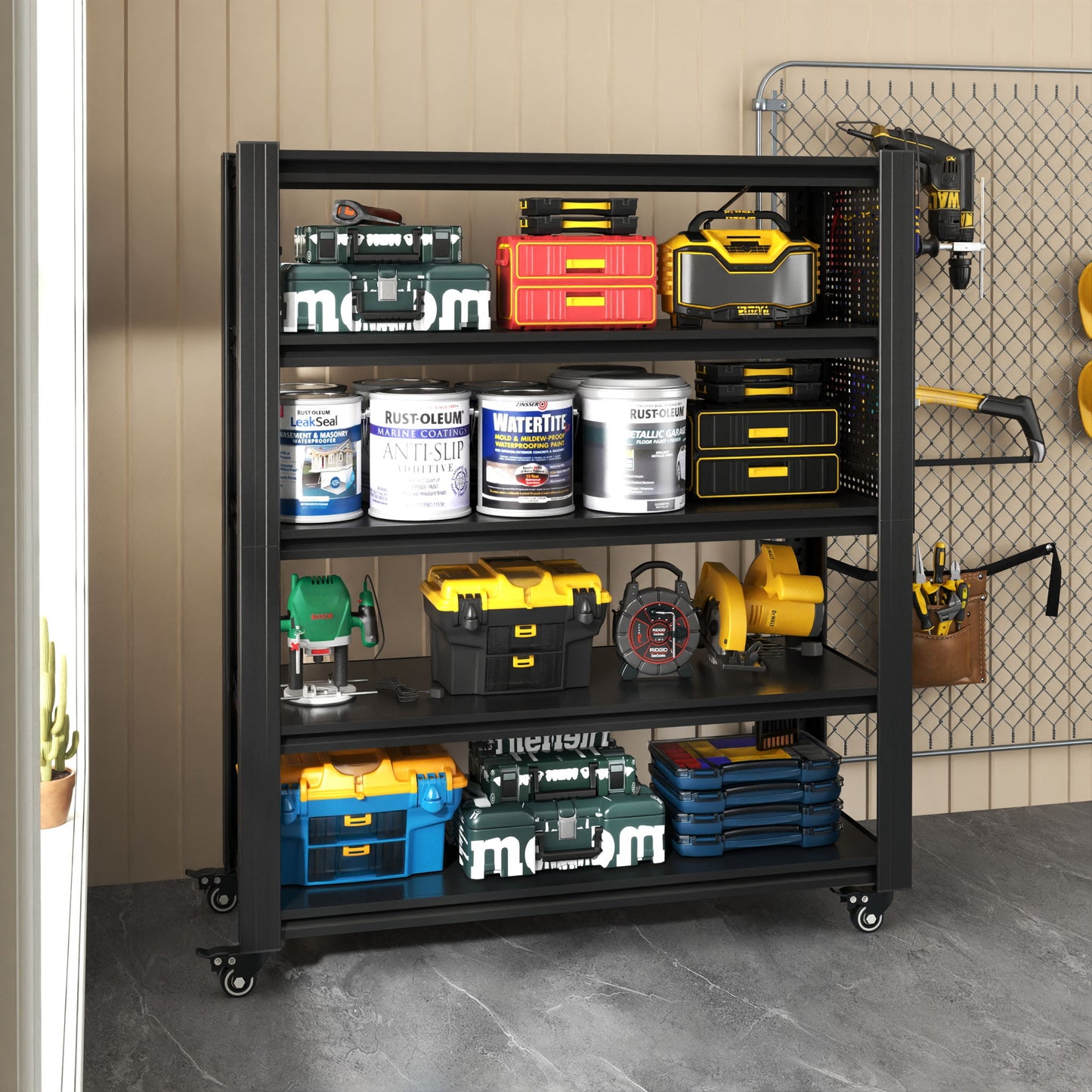 Heavy Duty Adjustable Metal Shelving Unit With Pegboard And Wheels For Multipurpose Storage Daily Nest