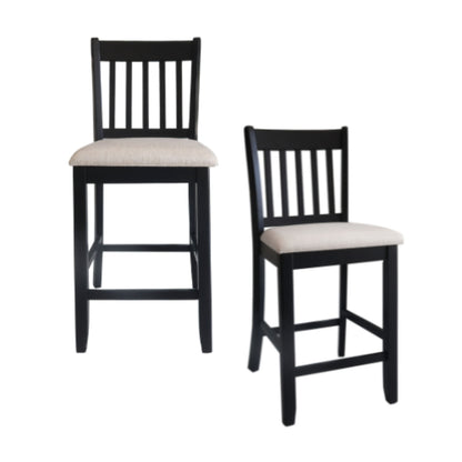 Transitional Rubberwood Dining Room Chairs (Set of 2) With Slatted Back - Black Home Essentials