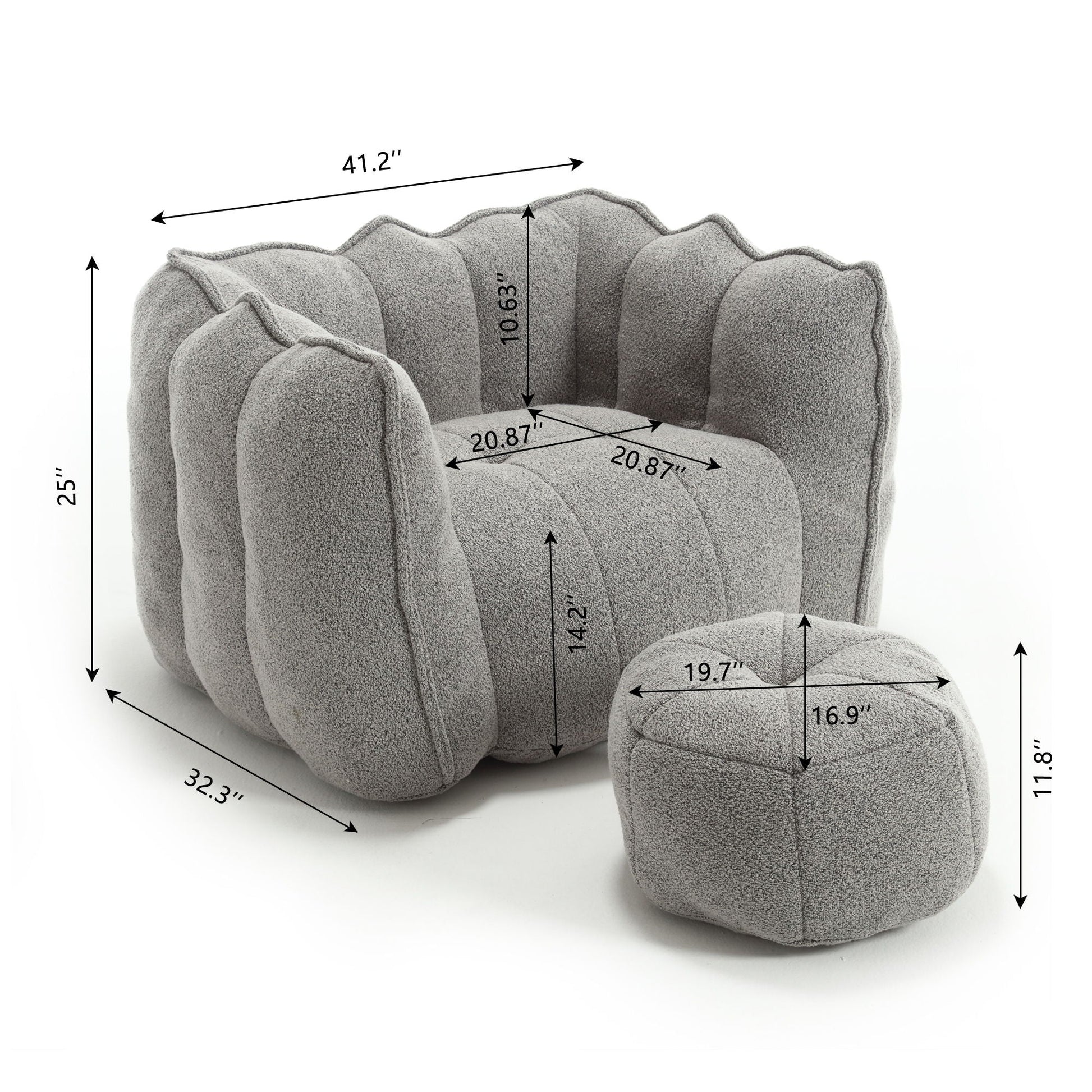 Soft Chenille Bean Bag Chair With High Resilient Foam Home Essentials