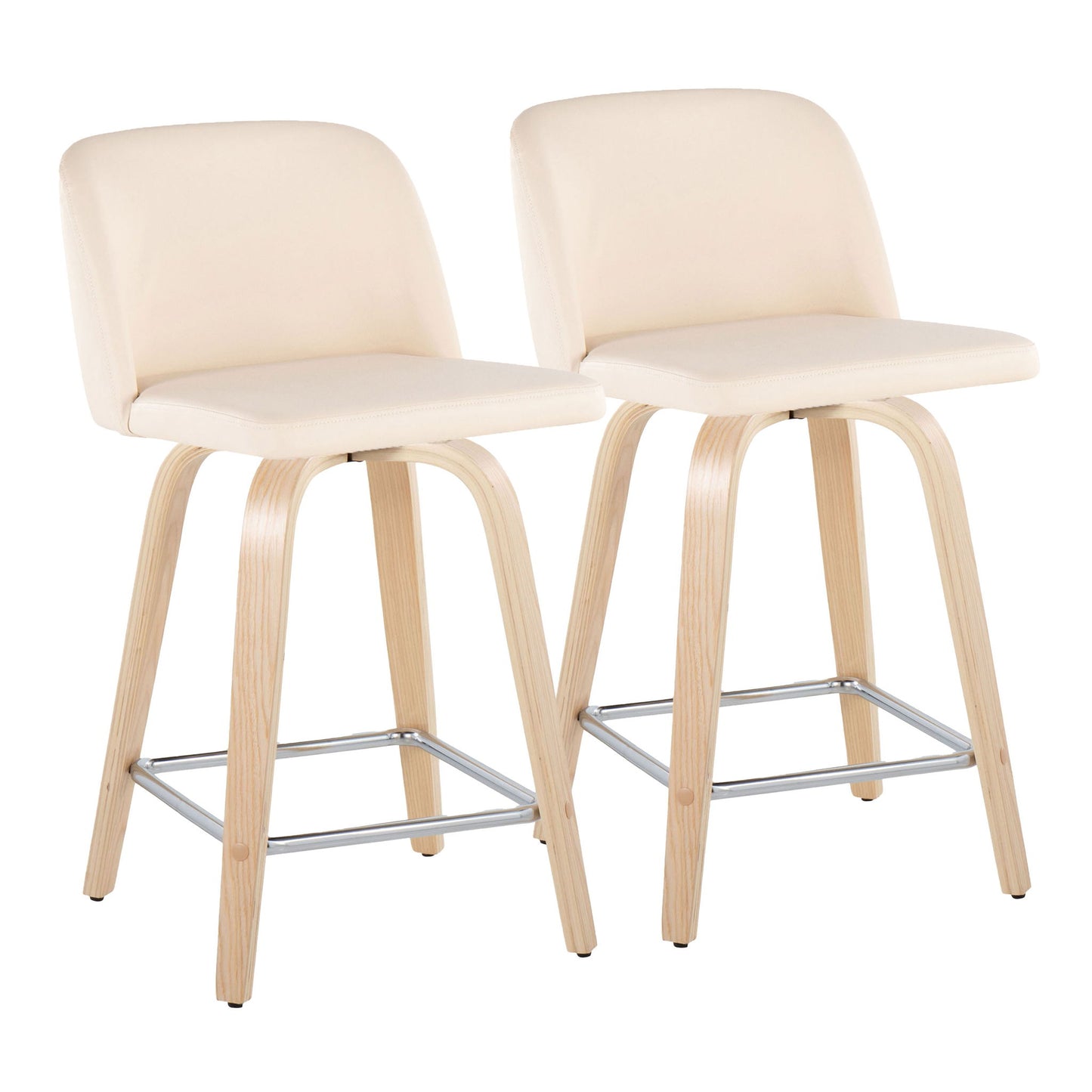 Toriano - Contemporary Fixed Height Counter Stool With Swivel With Square Footrest (Set of 2) Lumi Source