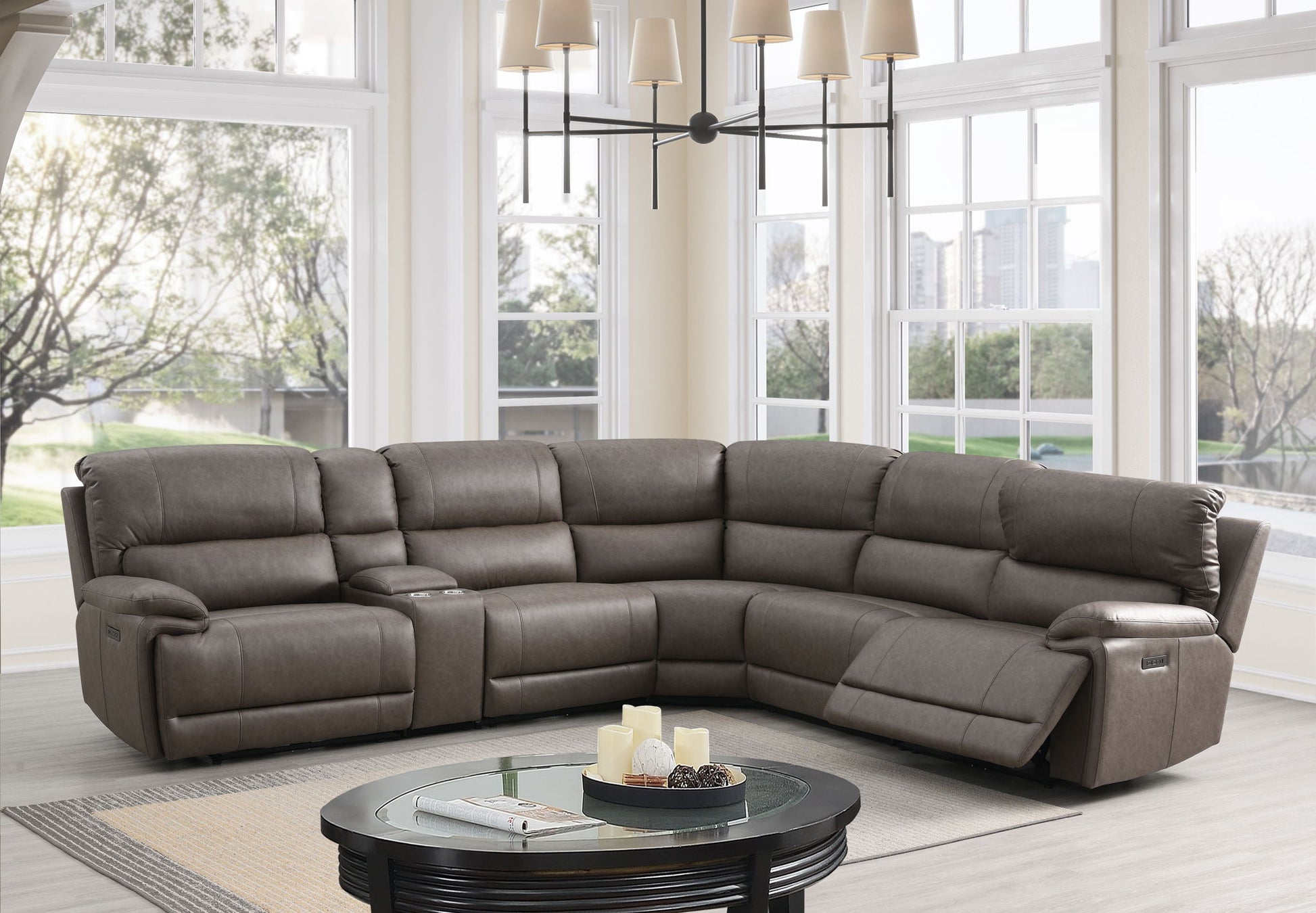 Kantu - Synthetic Leather Motion Sectional Sofa - Brown Acme