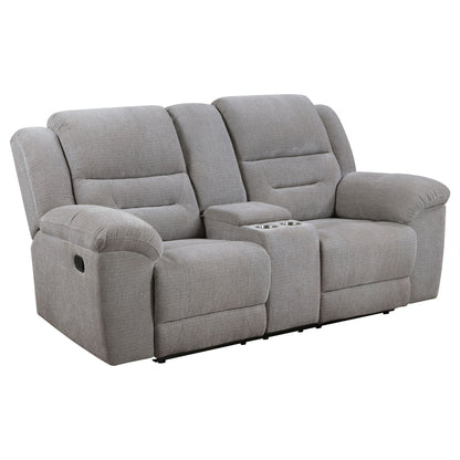 Sebring - Upholstered Manual Reclining Loveseat With Center Storage Console - Gray Furniture Max