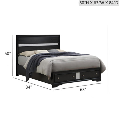 Madrid - Queen Bed With Storage Drawers And Nickel Handles - Black Glory Furniture
