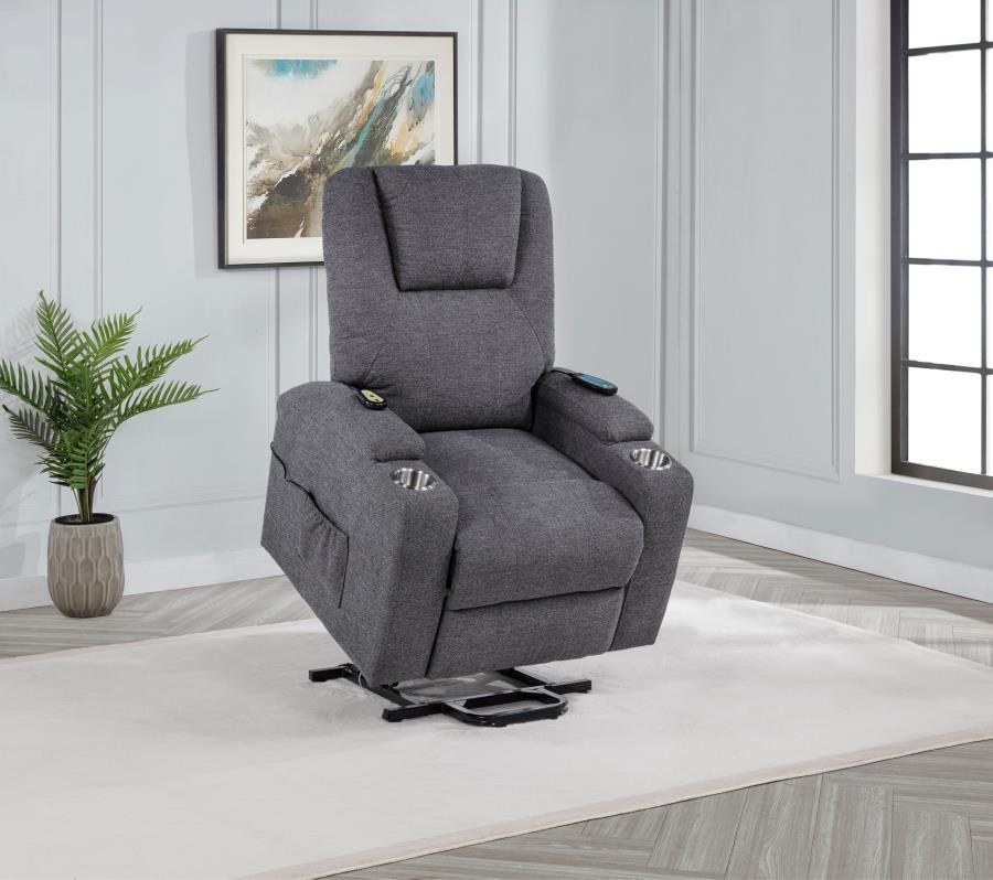 Louie - Chenille Upholstered Power Lift Massage Chair Coaster Fine Furniture