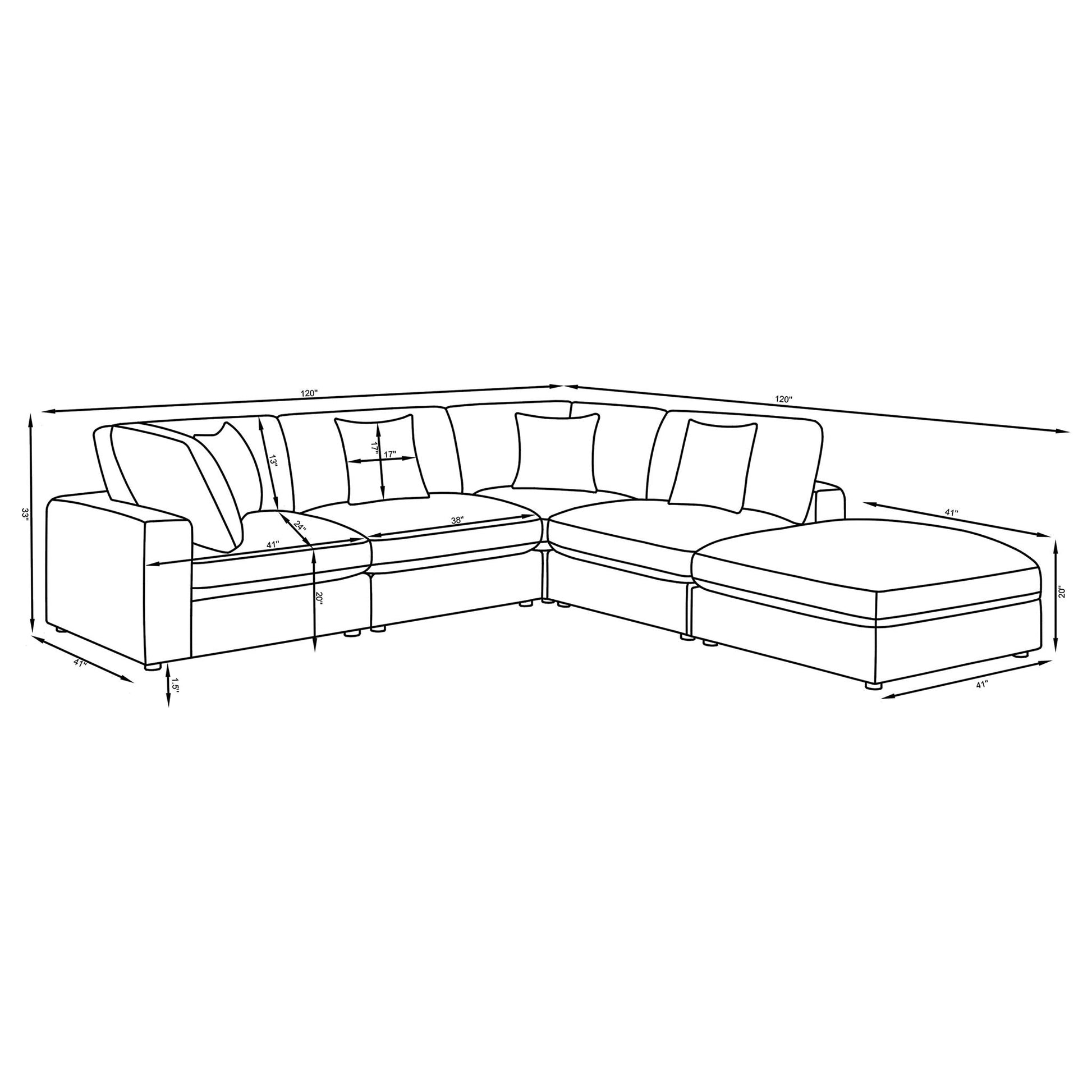 Dulcy - 5 Piece Modular Sectional Sofa - Beige Furniture Max