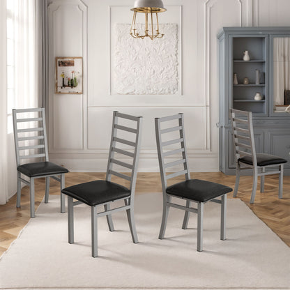 Metal Dining Chairs With Steel Legg, High Back Armless Design Home Essentials
