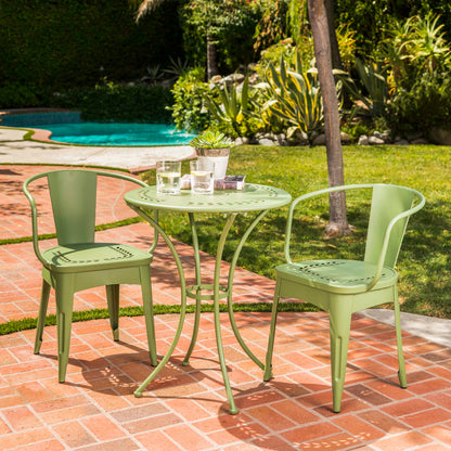 Ambrosia - 3 Piece Bistro Set With Leaf Motifs Top And Seat Noble House