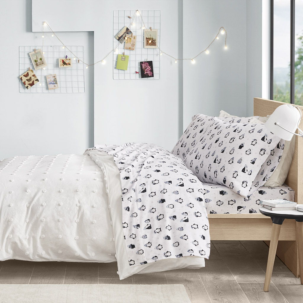 Cozy Soft Novelty Print Sheet Set - Blue Penguins Intelligent Design