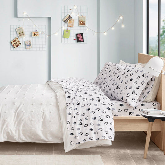 Cozy Soft Novelty Print Sheet Set - Blue Penguins Intelligent Design