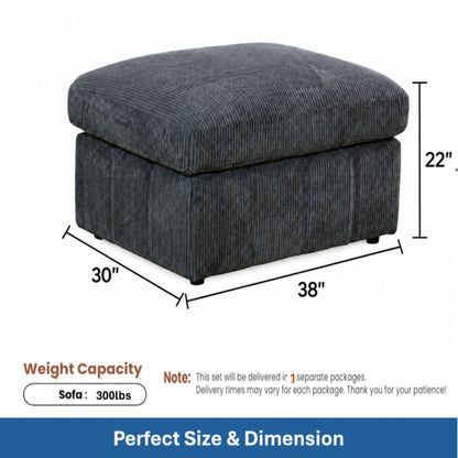 Oversized Ottoman Footrest Extra Seat Living Room - Dark Gray Home Essentials