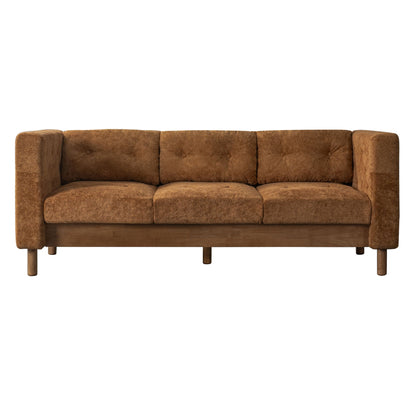 3 Seater Sofa With Square Arms, Tufted Pillow Back For Living Room Noble House