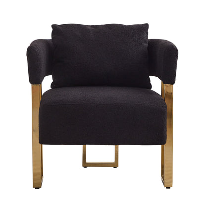 Modern Decorative Chair Teddy Fleece Upholstered And Metal Foot Home Essentials