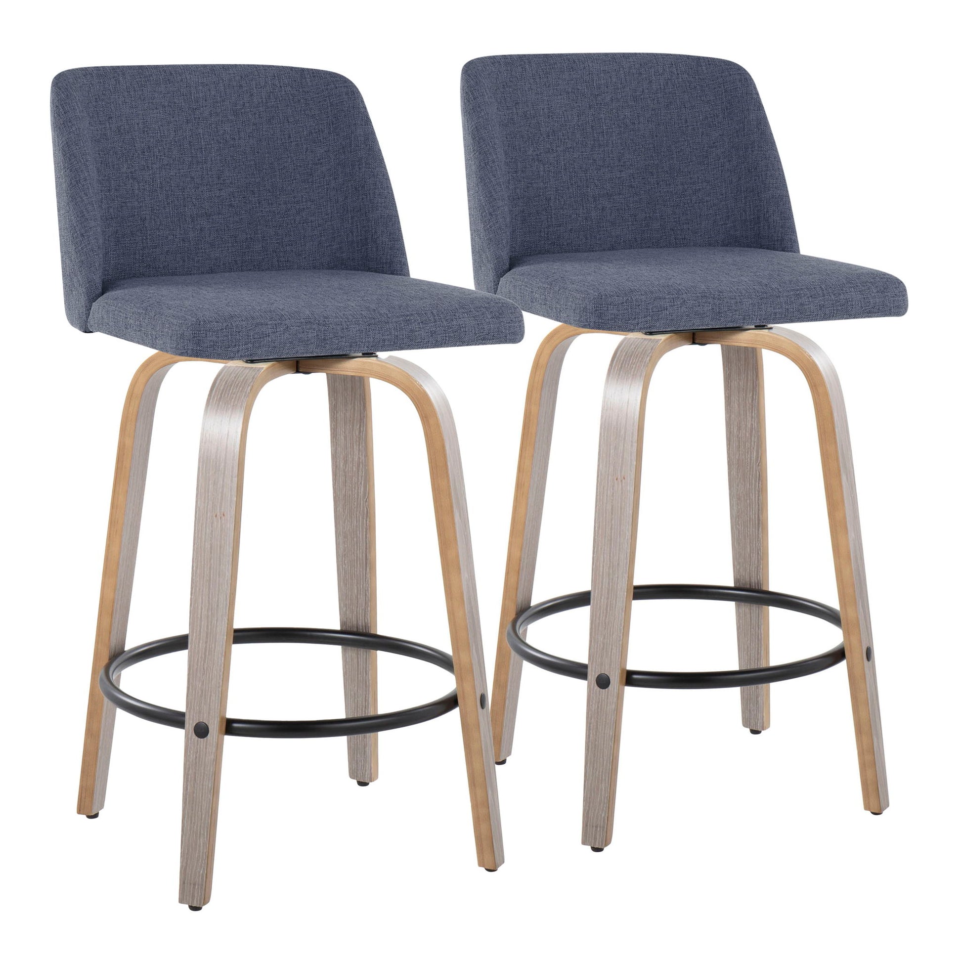 Toriano - Contemporary Fixed Height Counter Stool With Swivel & Round Footrest (Set of 2) Lumi Source
