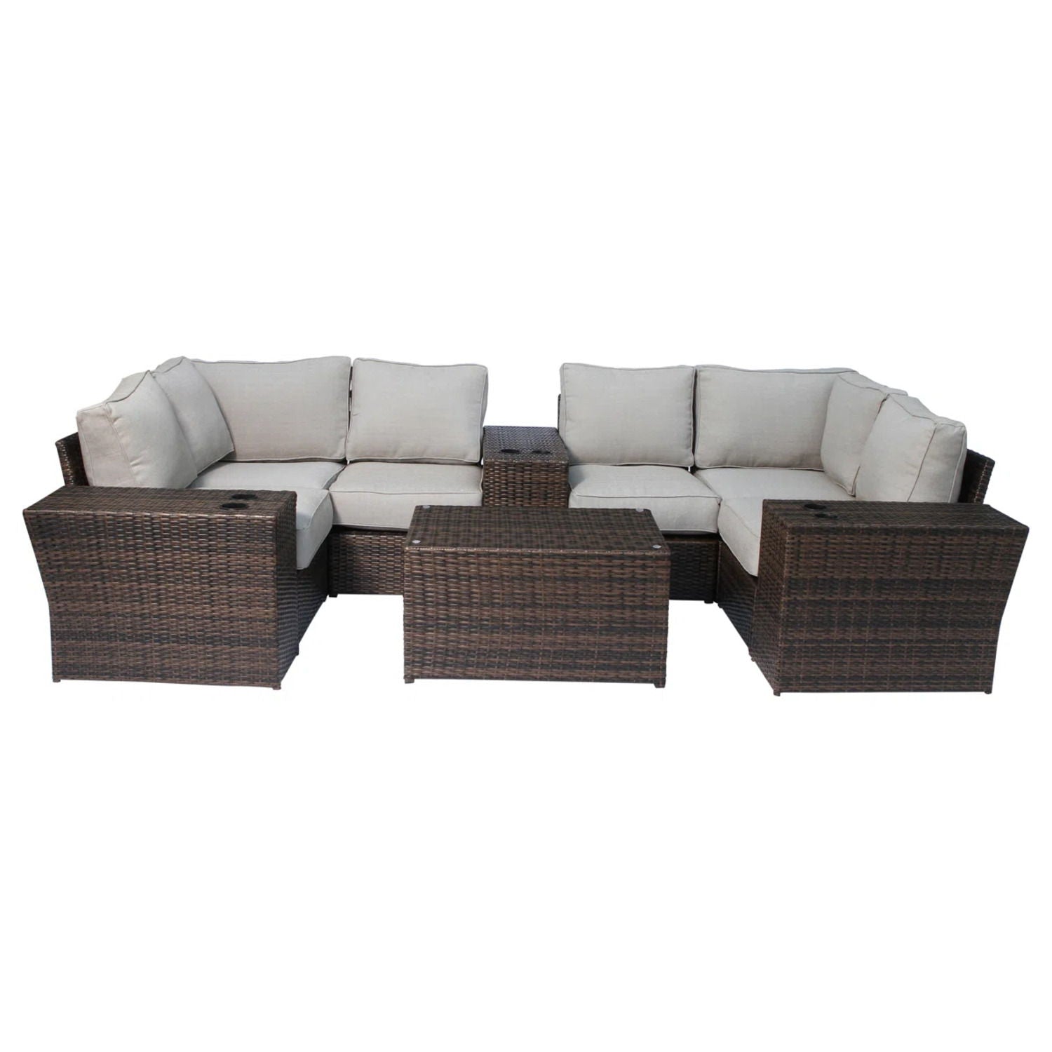 Wicker Outdoor Sectional With Weather Resistant Cushions And Table LSI Patio Furniture