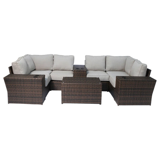 Wicker Outdoor Sectional With Weather Resistant Cushions And Table LSI Patio Furniture