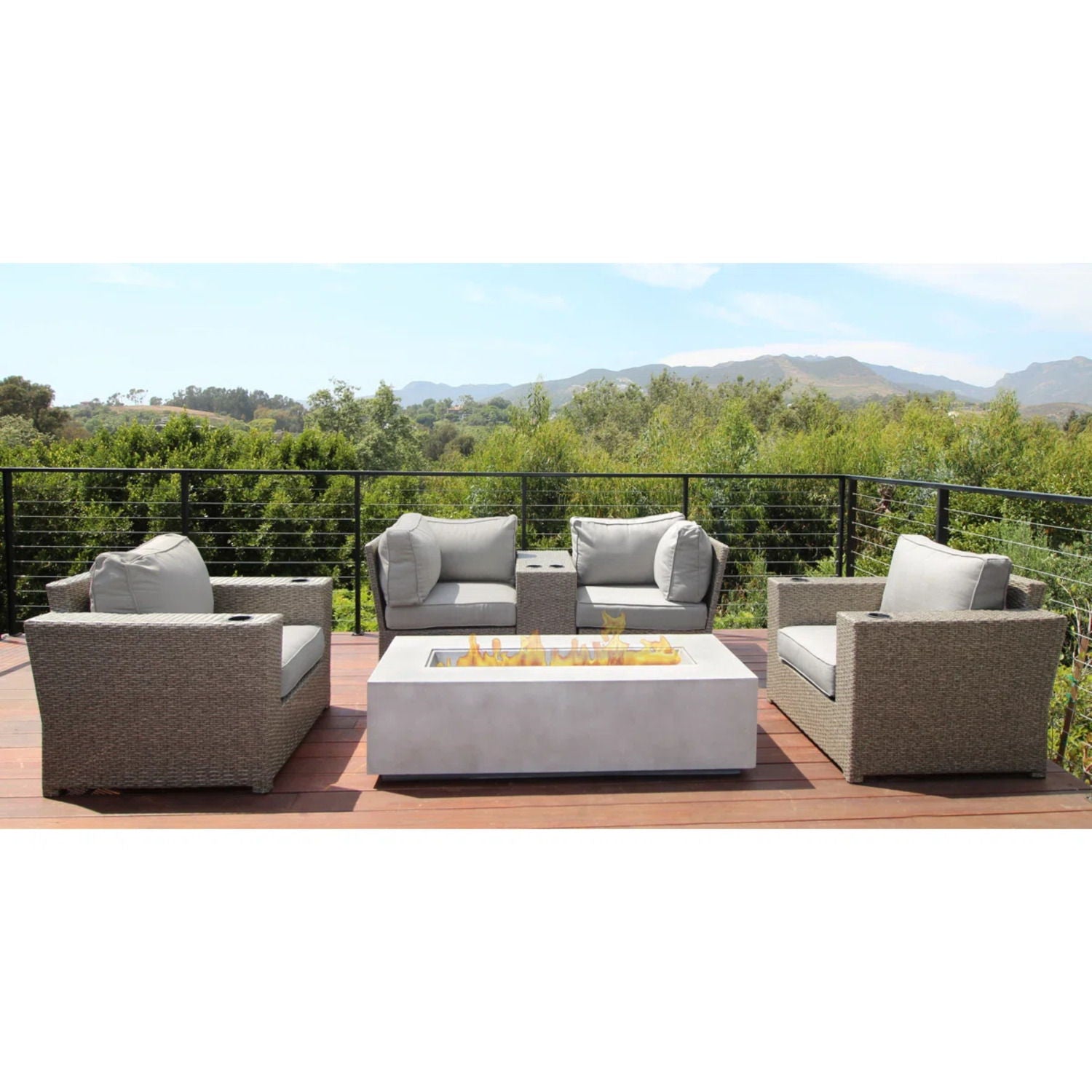 Outdoor Elegance Conversation Set With Fire Pit LSI Patio Furniture