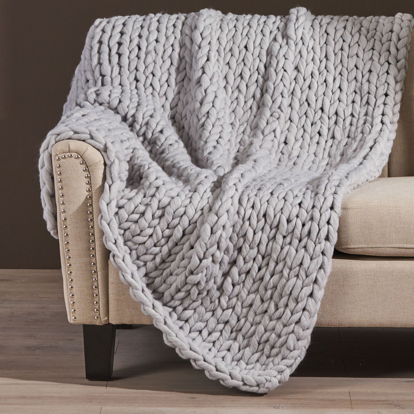 Cozy Knitted Acrylic Throw Blanket With Double Sided Design Noble House
