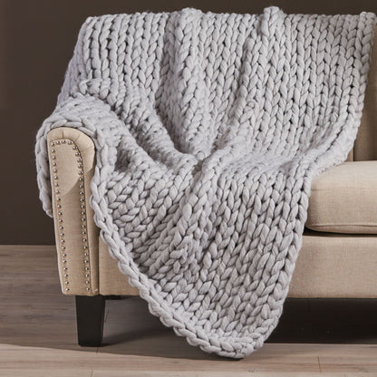 Cozy Knitted Acrylic Throw Blanket With Double Sided Design Noble House
