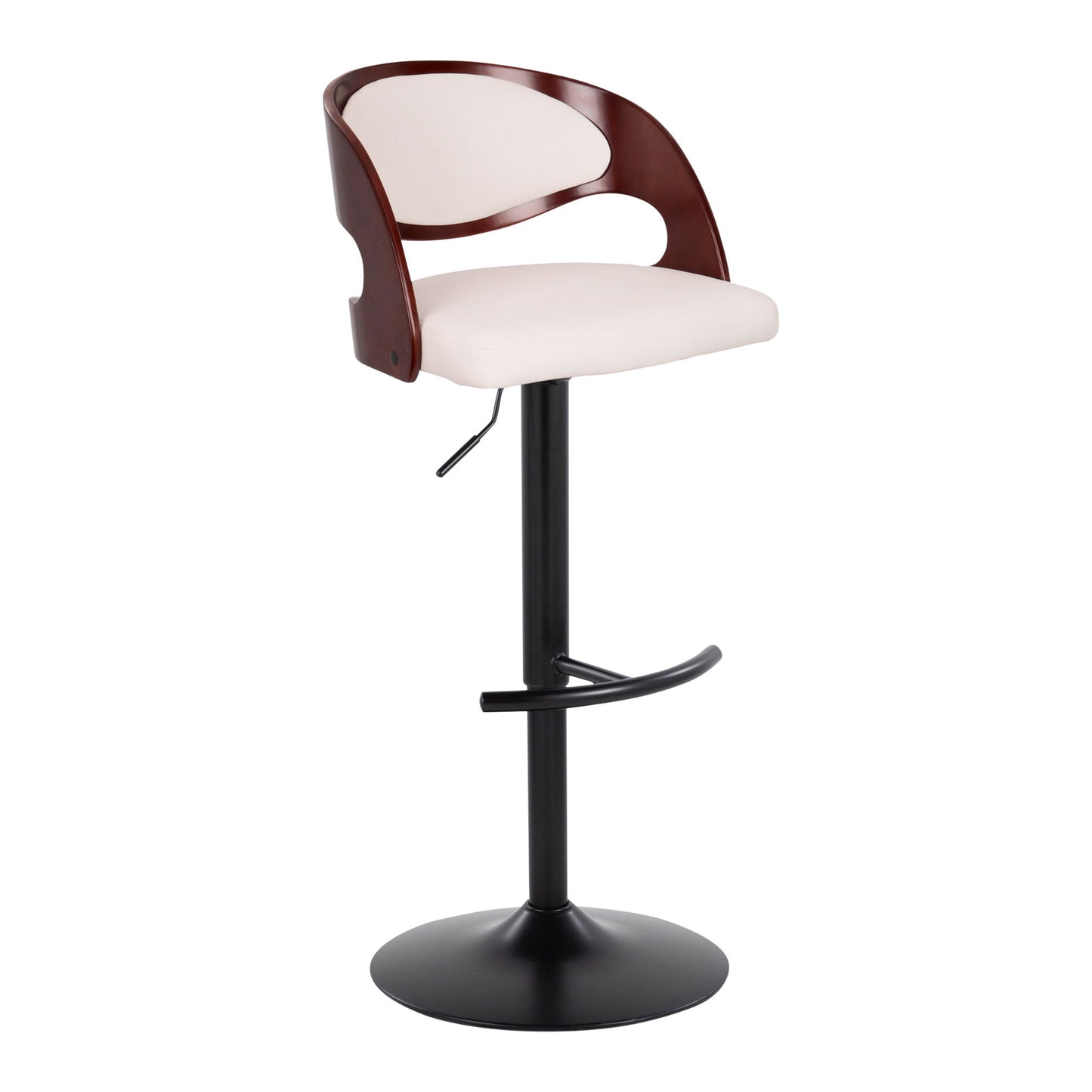 Pino - Mid Century Modern Adjustable Barstool With Swivel With Rounded T Footrest (Set of 2) Lumi Source