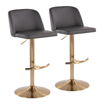 Toriano - Contemporary Adjustable Barstool With Swivel With Rounded T Footrest (Set of 2) Lumi Source