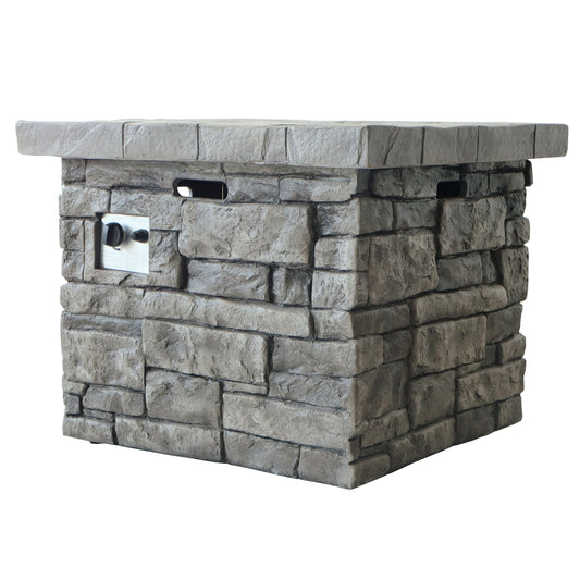 Outdoor Square Propane Fire Pit 40, 000 Btu - Gray Noble House