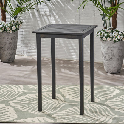 Outdoor Minimalist Acacia Wood Square Bar Table Noble House