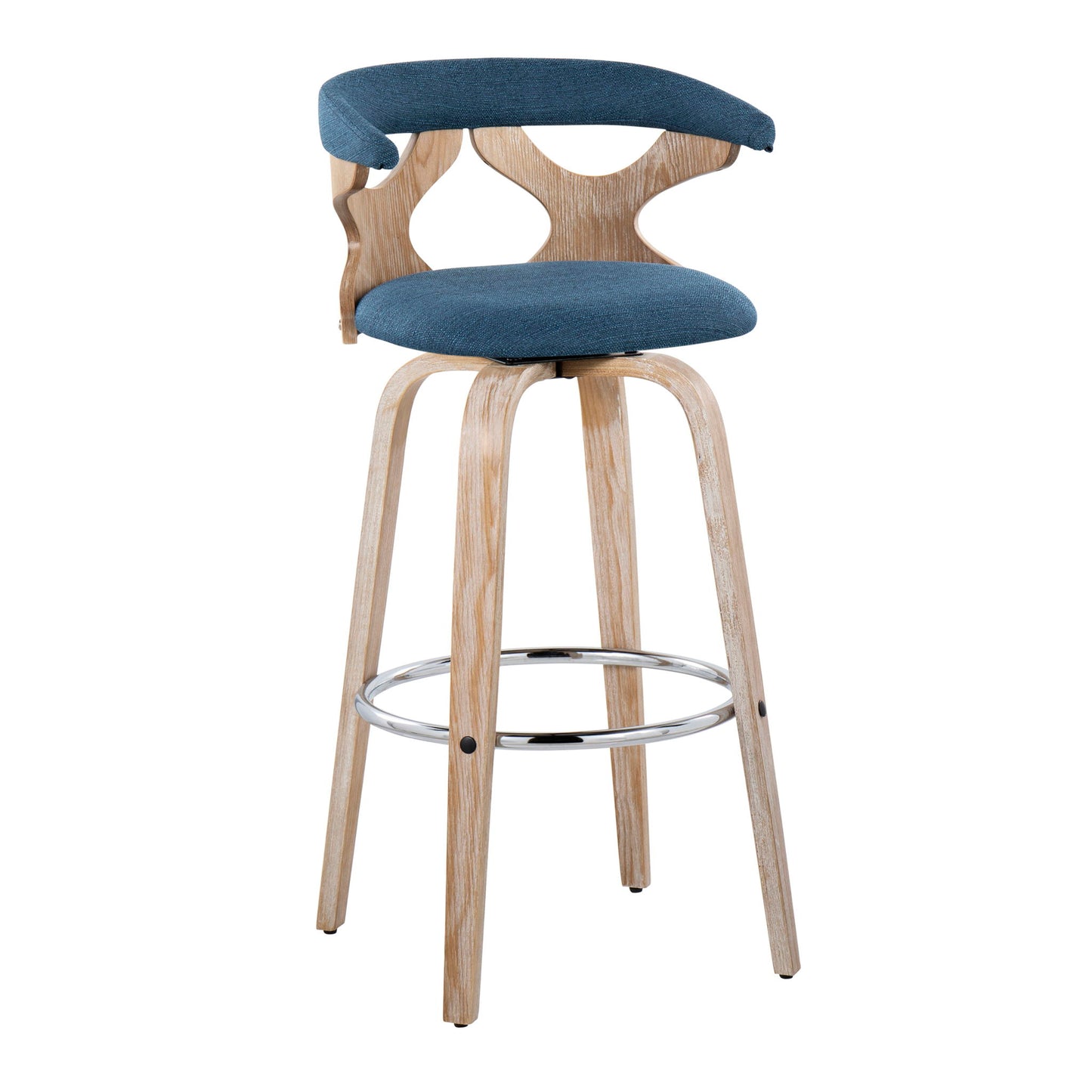 Gardenia - Contemporary Fixed Height Barstool With Swivel With Round Footrest (Set of 2) Lumi Source