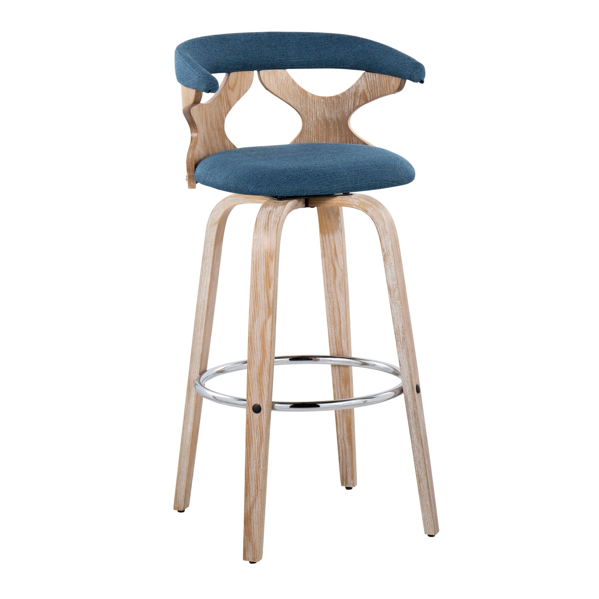 Gardenia - Contemporary Fixed Height Barstool With Swivel With Round Footrest (Set of 2) Lumi Source