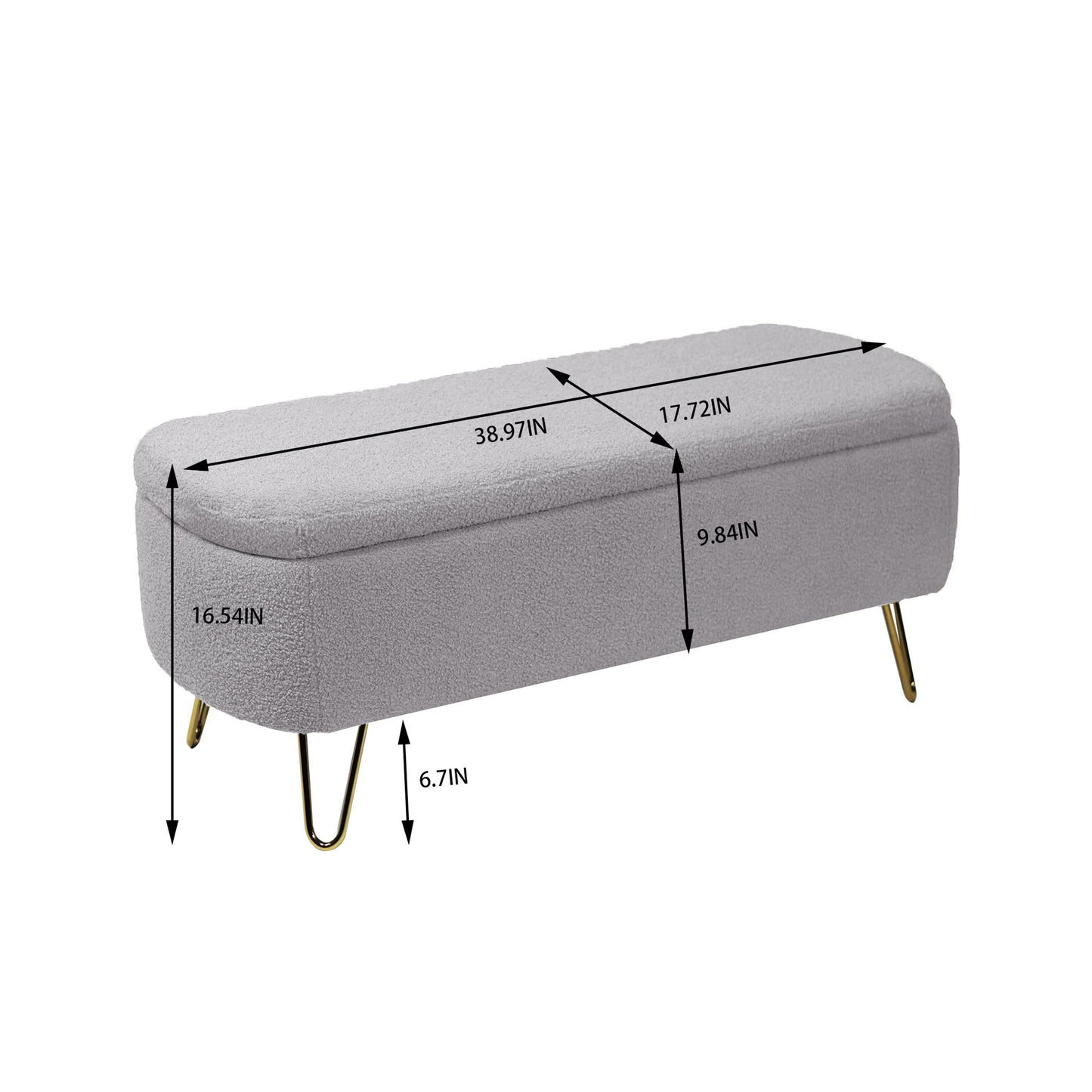 Storage Ottoman Bench For End Of Bed Gold Legs, Modern Camel Faux Fur Entryway Bench Upholstered Padded With Storage For Living Room Bedroom Home Essentials