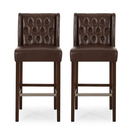 Solstara - Upholstered Dining Barstool With Button Tufted And Wing Back Noble House