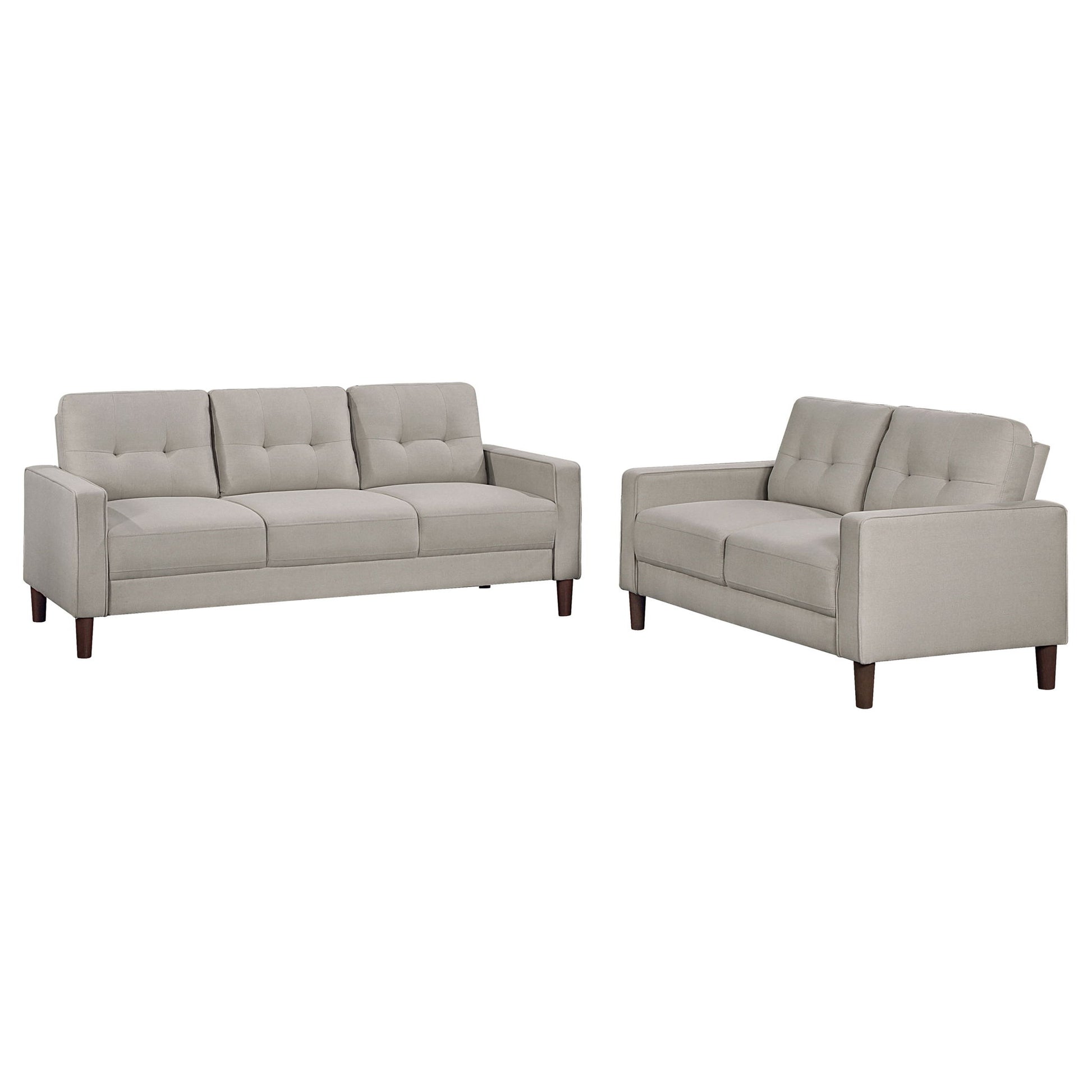 Harvey - 2 Piece Upholstered Tufted Sofa Set - Beige Furniture Max