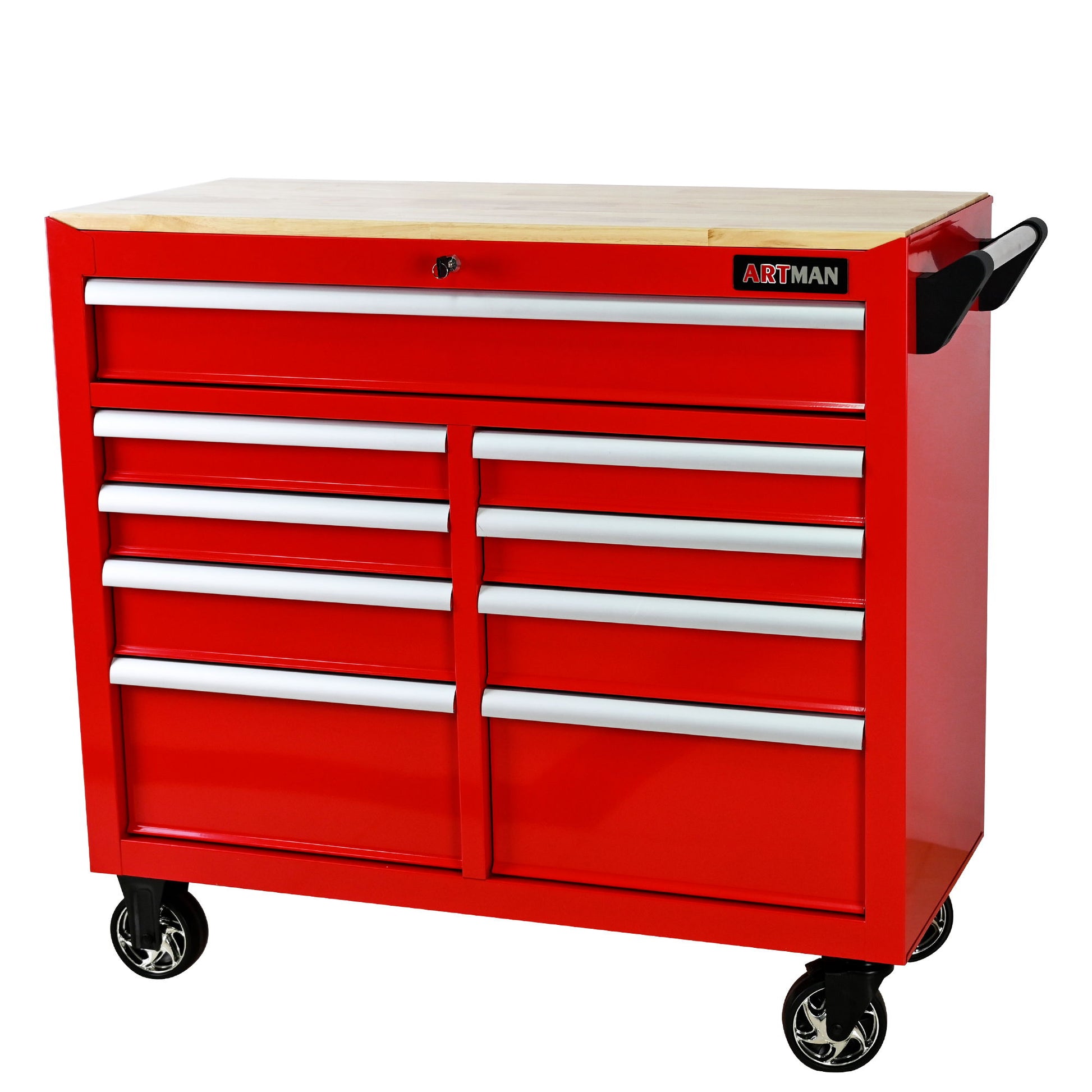 9 Drawer Multifunctional Steel Tool Cart With Wheels And Wooden Top Daily Nest