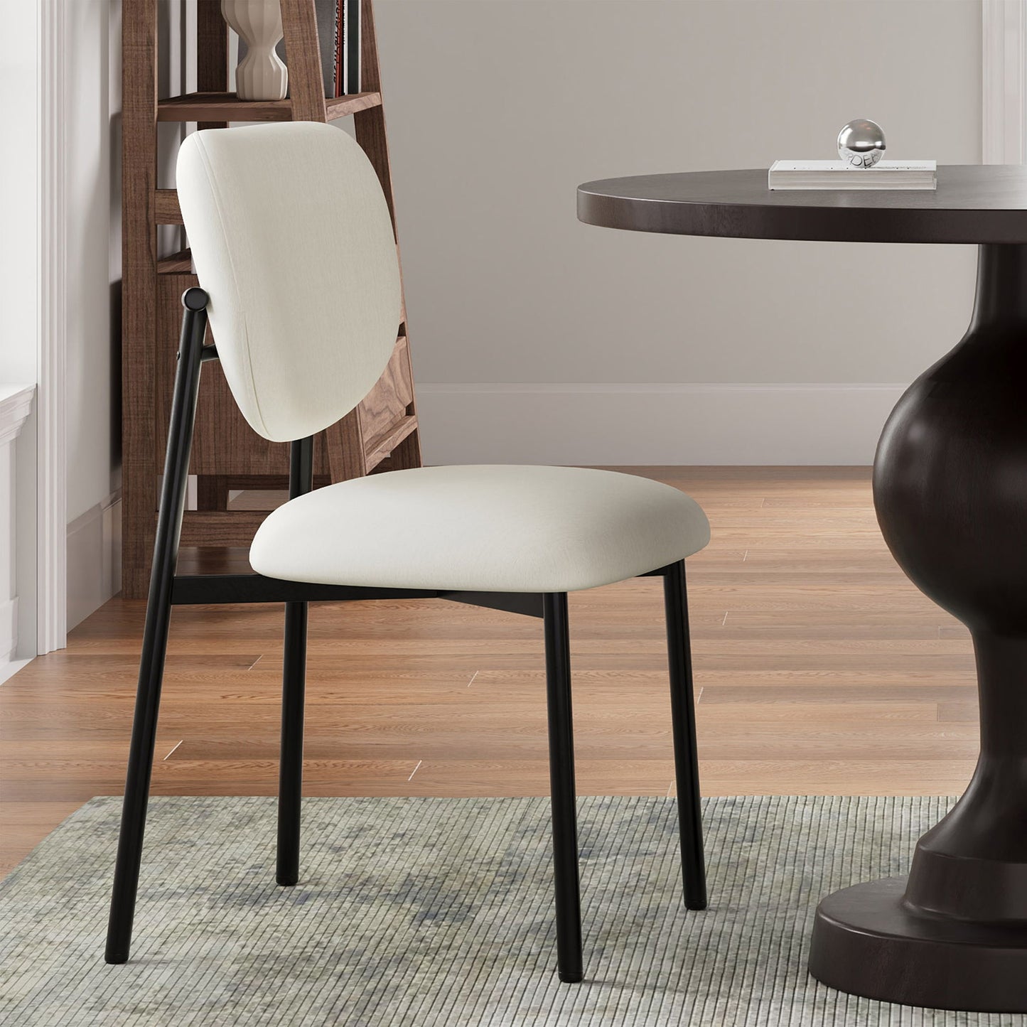 Modern Upholstered Dining Chairs With Metal Legs (Set of 2) - Beige Noble House