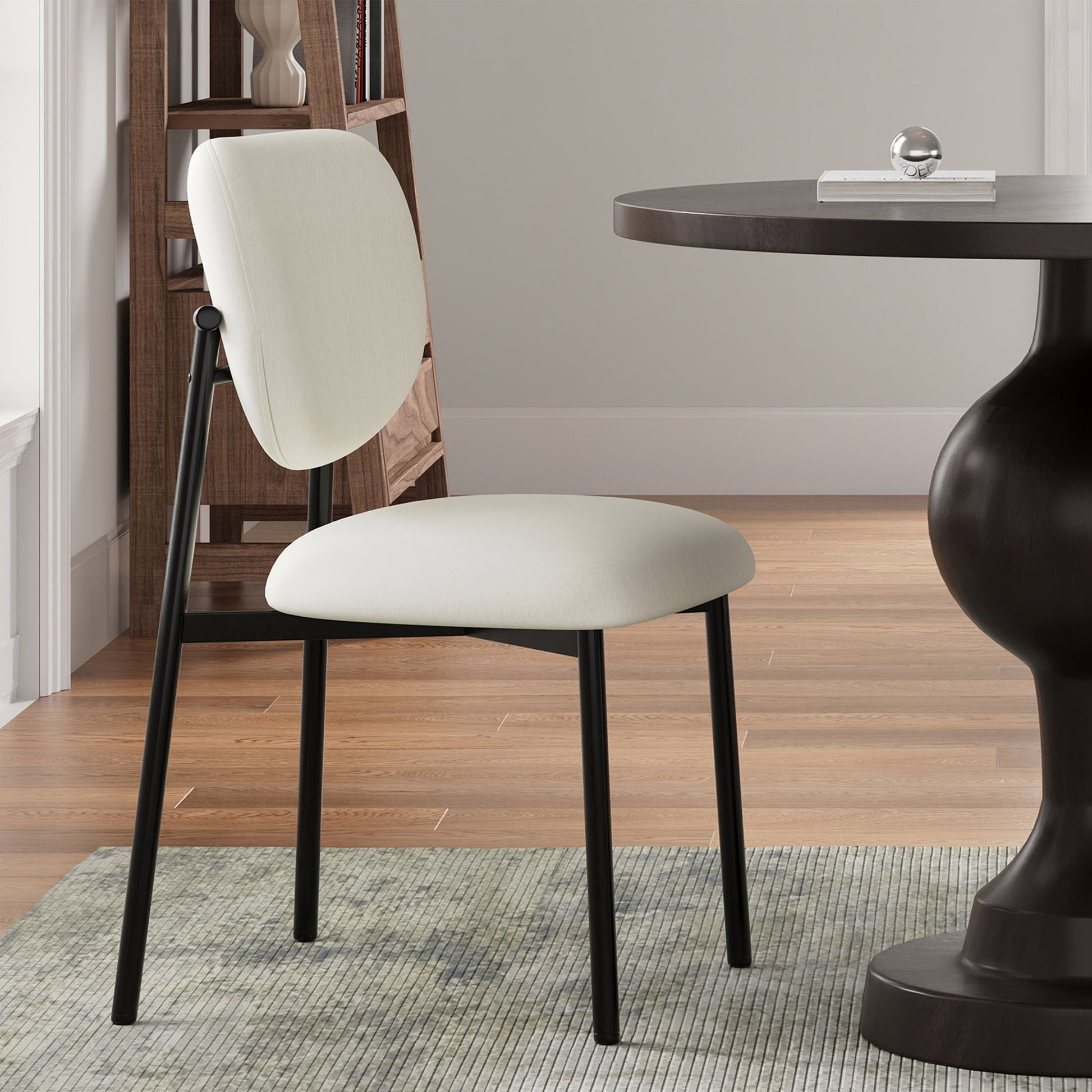 Modern Upholstered Dining Chairs With Metal Legs (Set of 2) - Beige Noble House